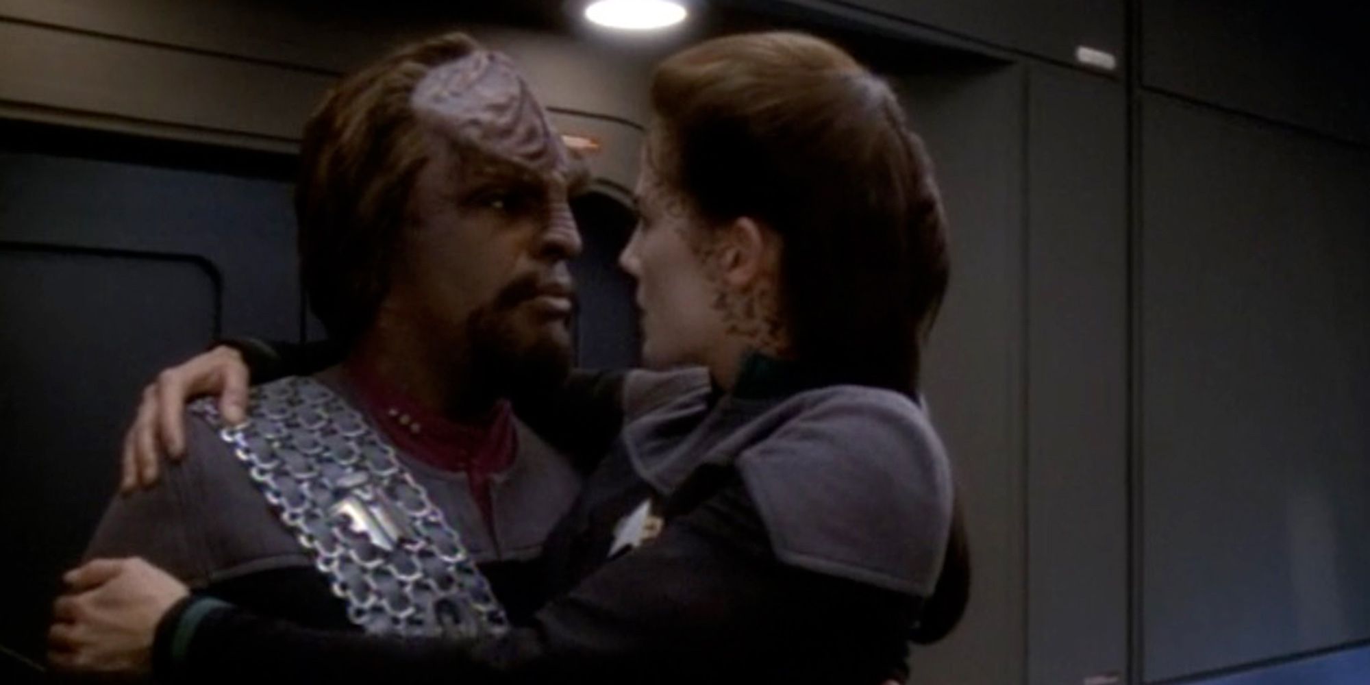 Worf and Jadzia Dax after they were married on DS9