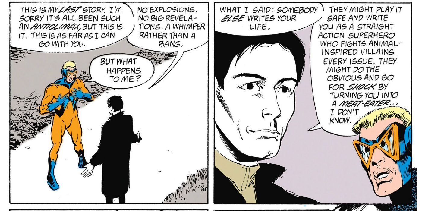 Animal Man meets his writer, Grant Morrison, in DC Comics