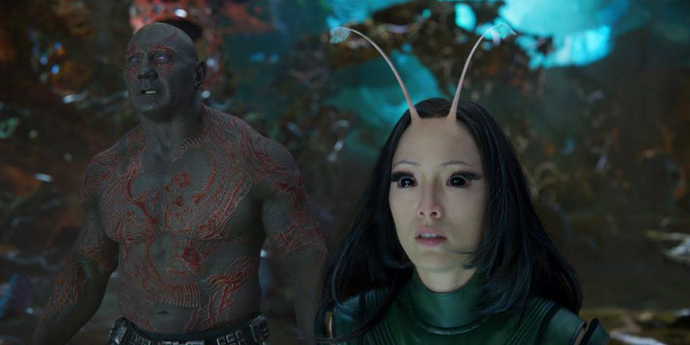 Drax and Mantis standing in Ego's core in Guardians of the Galaxy Vol. 2.