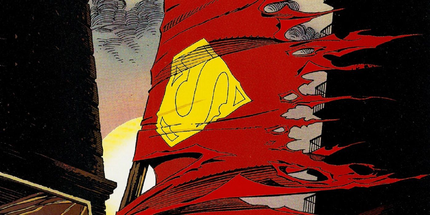 Superman's cape waves like a flag from The Death of Superman