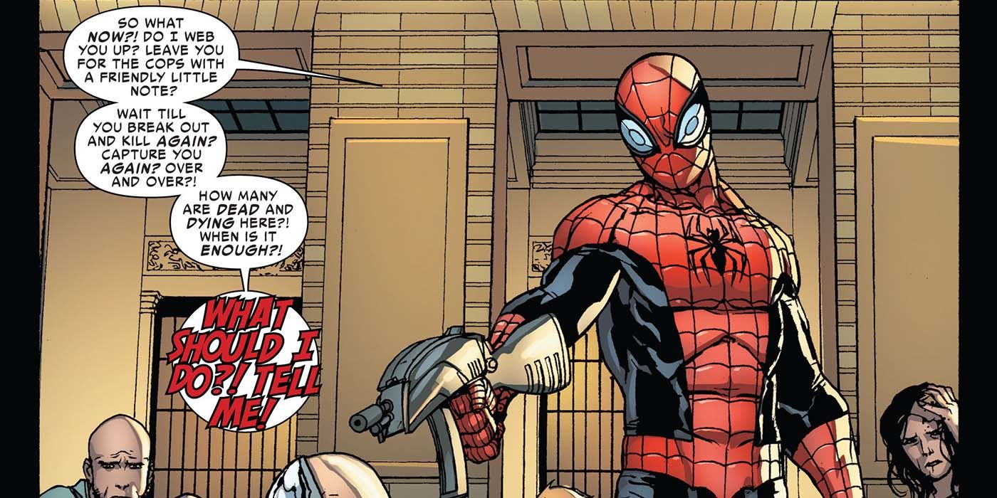 Marvel Comics - The Superior Spider-Man kills Massacre
