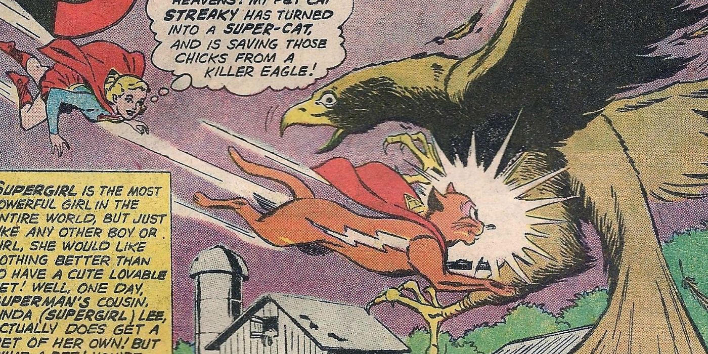 Streaky tackles a giant in Supergirl comics