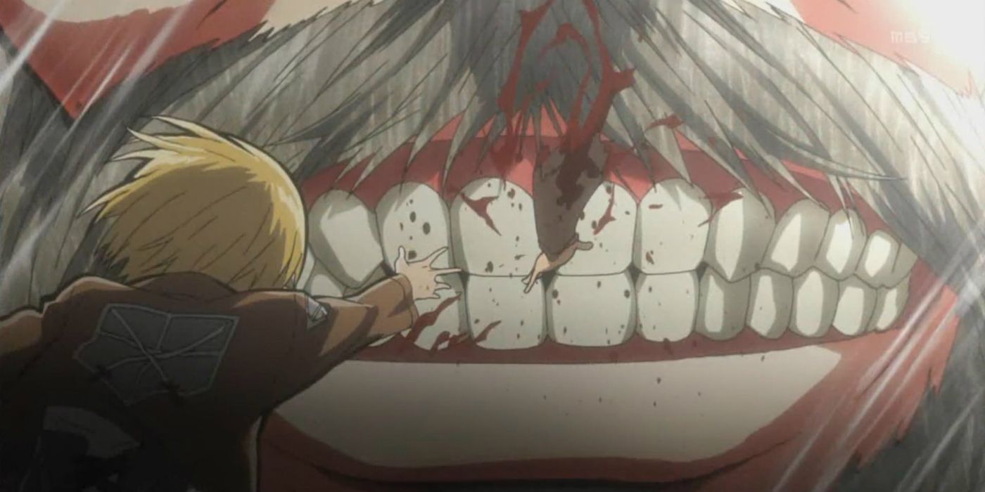 Armin sees Eren get eaten by a Titan