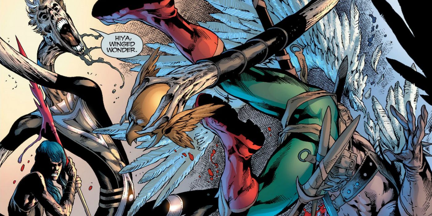 Black Lantern Elongated Man attacks Hawkman