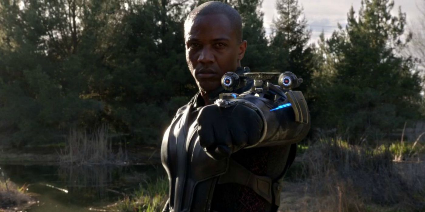Deathlok aims his arm rockets in Marvel's Agents of SHIELD.