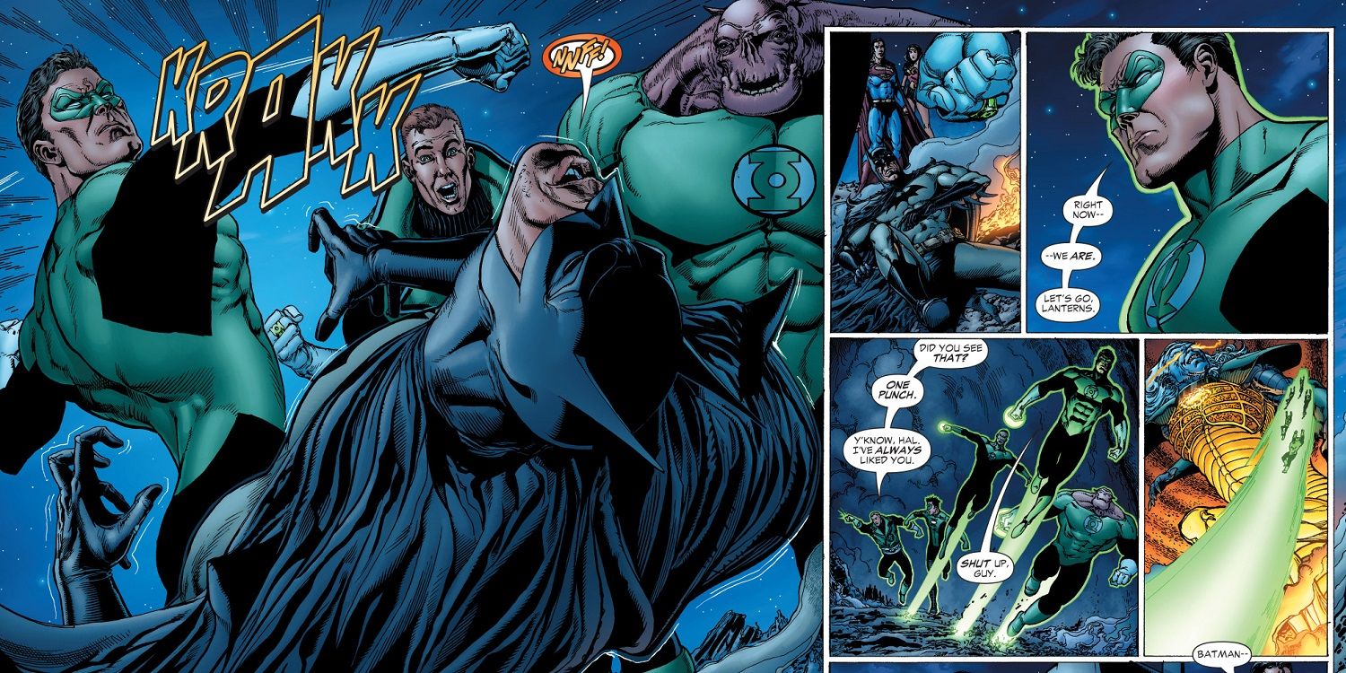 Green Lantern punches Batman