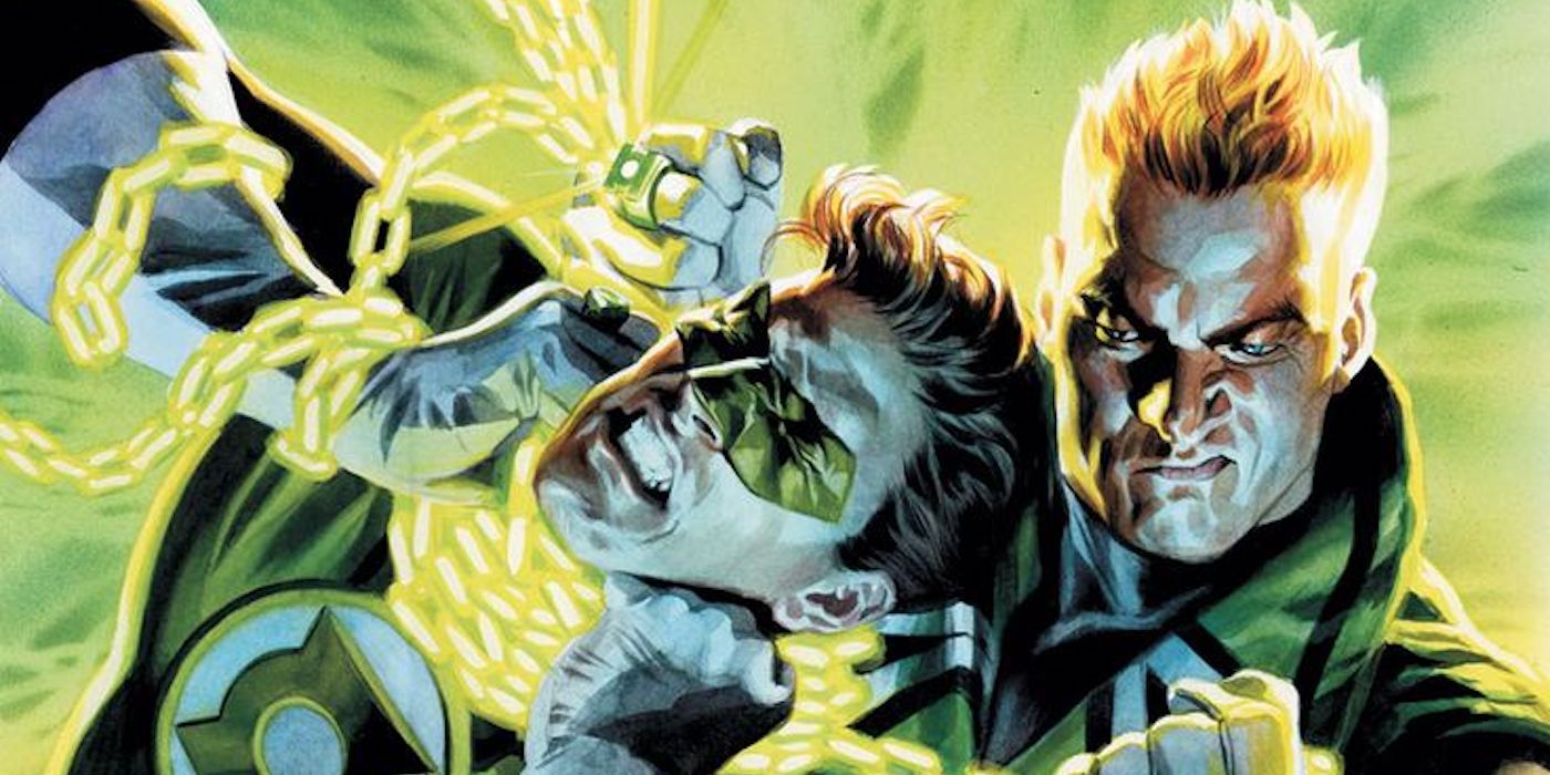 Guy Gardner choking Hal Jordan