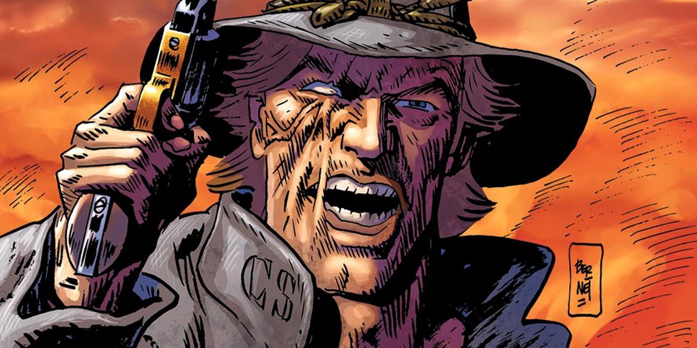 Scarred gunslinger Jonah Hex with gun in hand in DC Comics