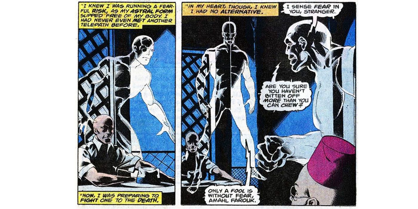 Professor Xavier and the Shadow King meet via astral projection