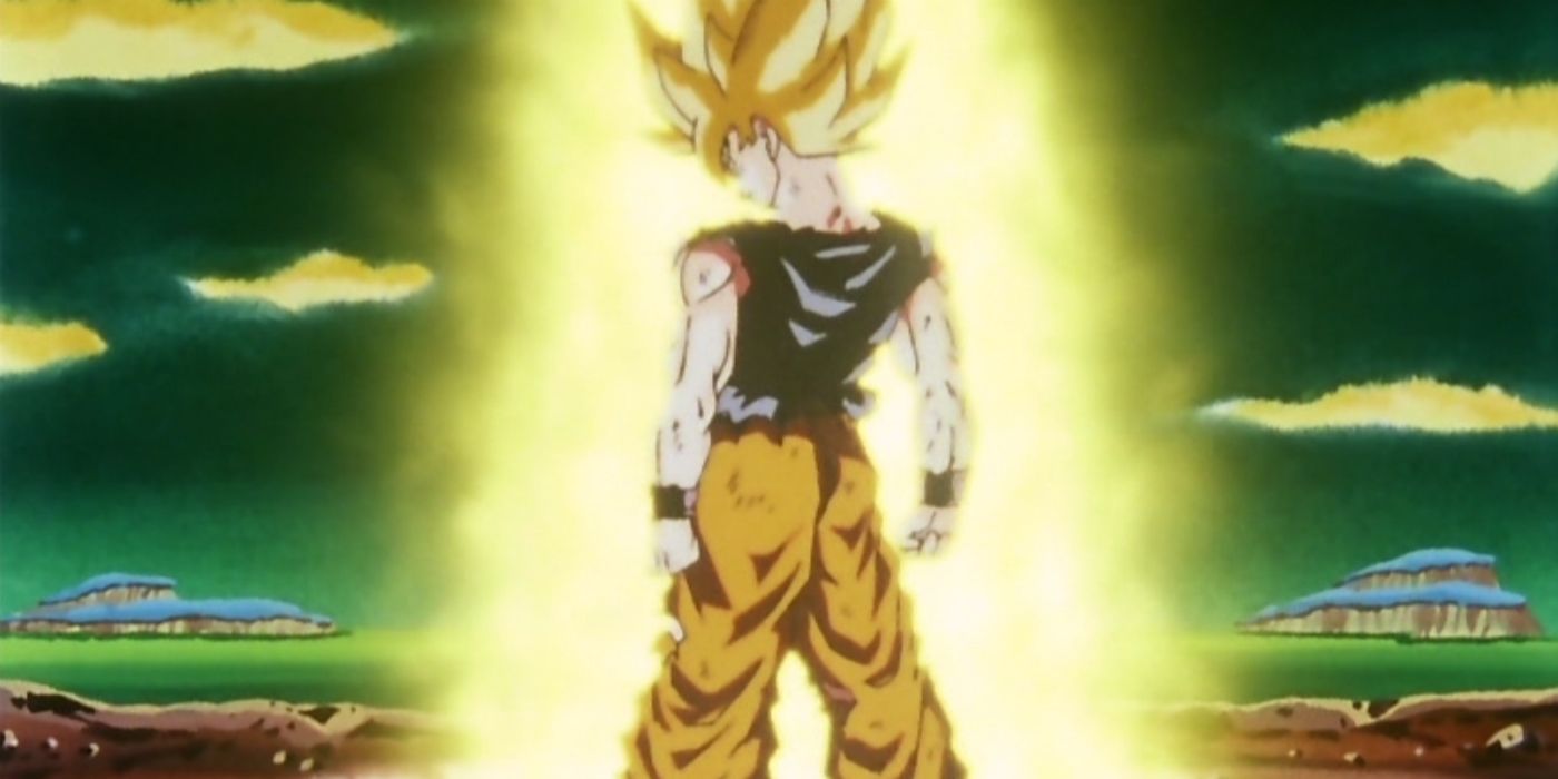 Goku transforms into a Super Saiyan for the first time on Namek