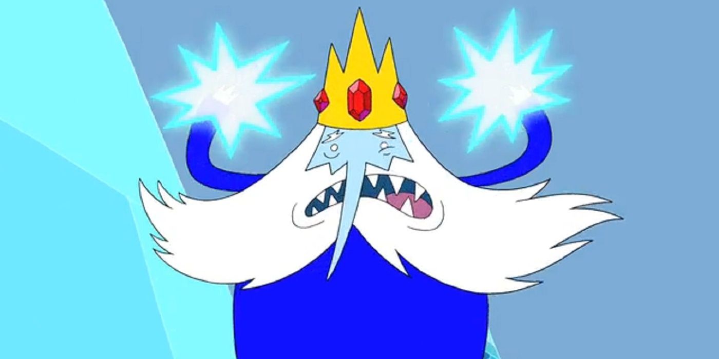 The Ice King furiously throws some ice around
