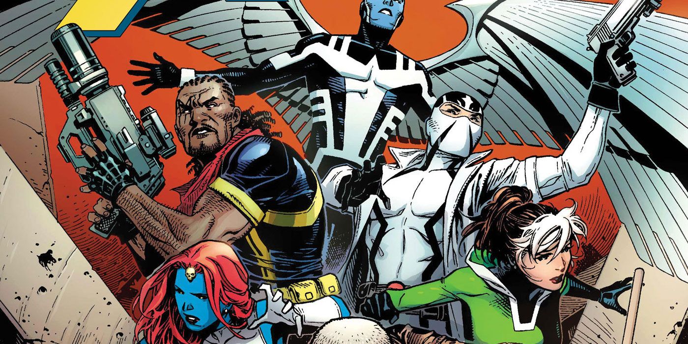 The cover to Astonishing X-Men #2, featuring Archangel, Bishop, Fantomex, Mystique, and Rogue