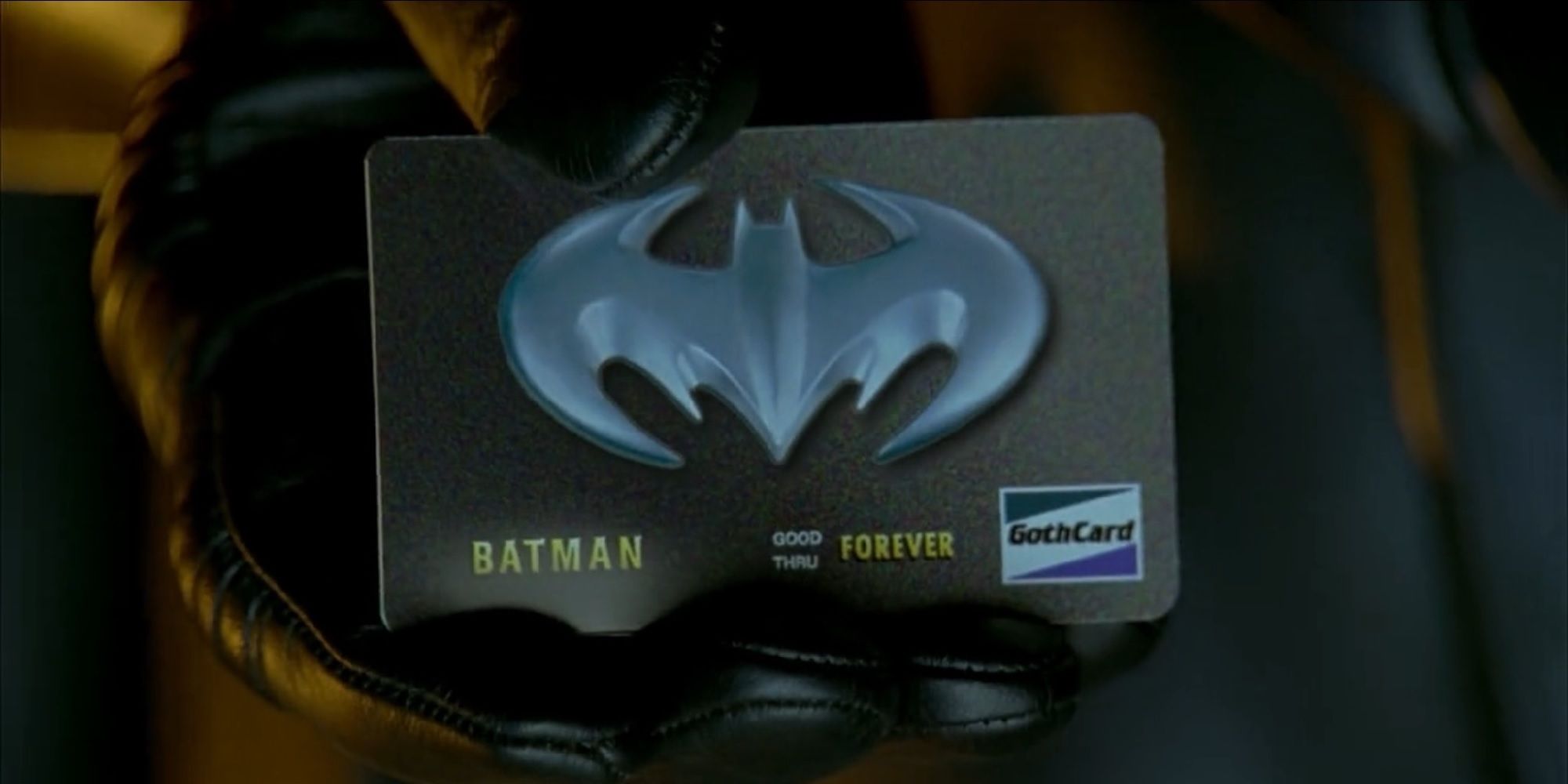 a close up of batmans credit card