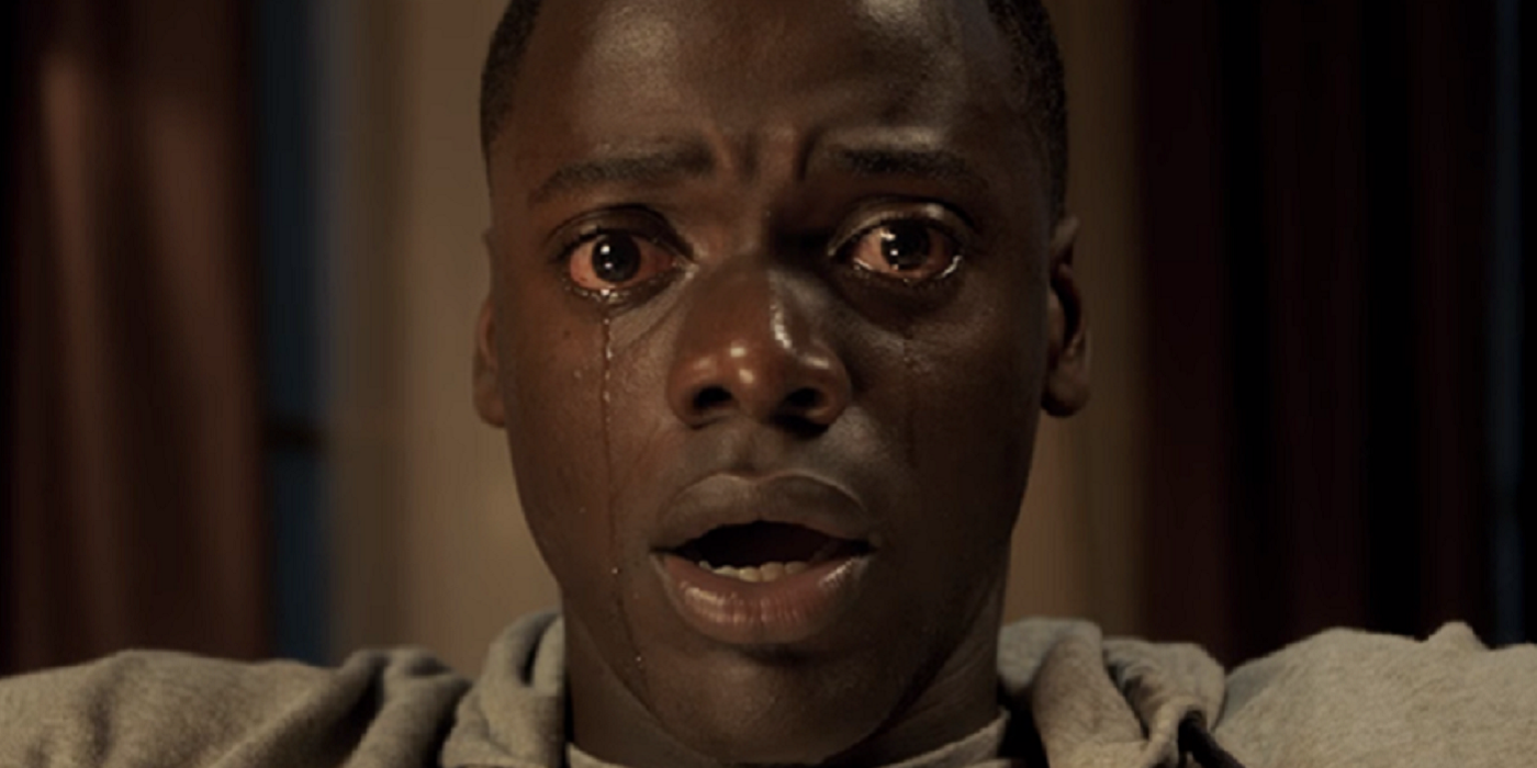 Chris Washington sheds tears while sitting in fear in Get Out
