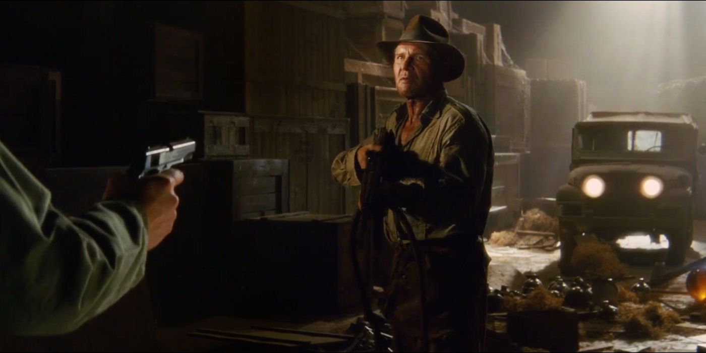 Harrispn Ford in Hangar 51 in Indiana Jones and the Kingdom of the Crystal Skull