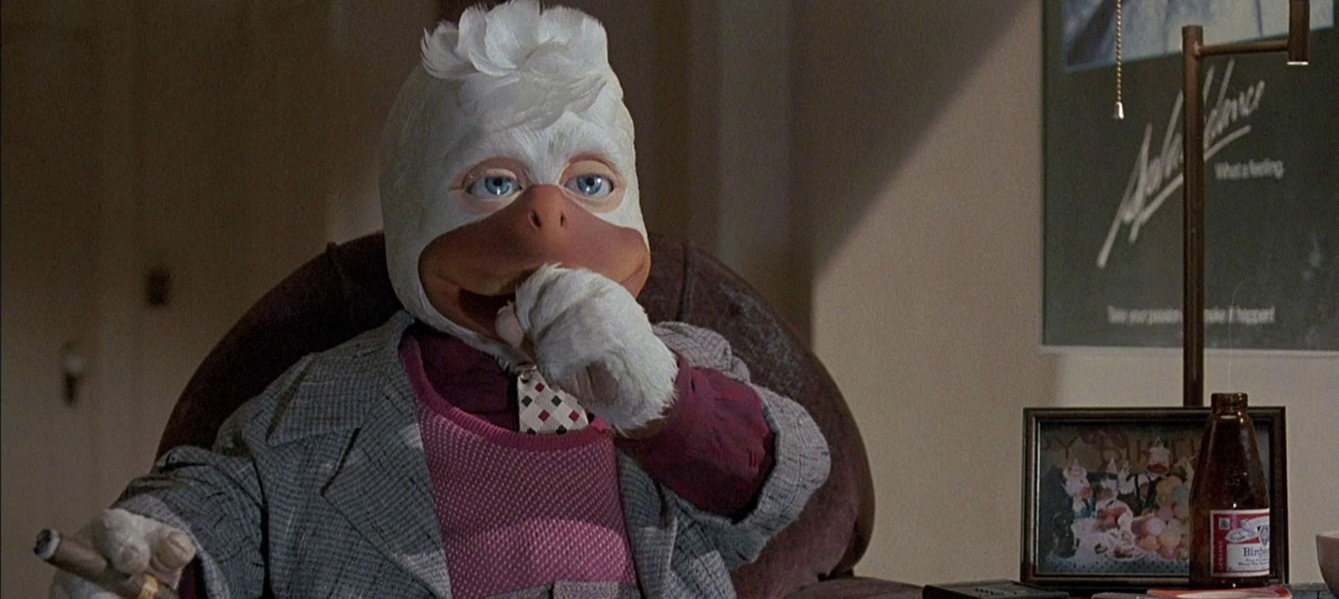 Howard the Duck smoking a cigar in Howard the Duck movie