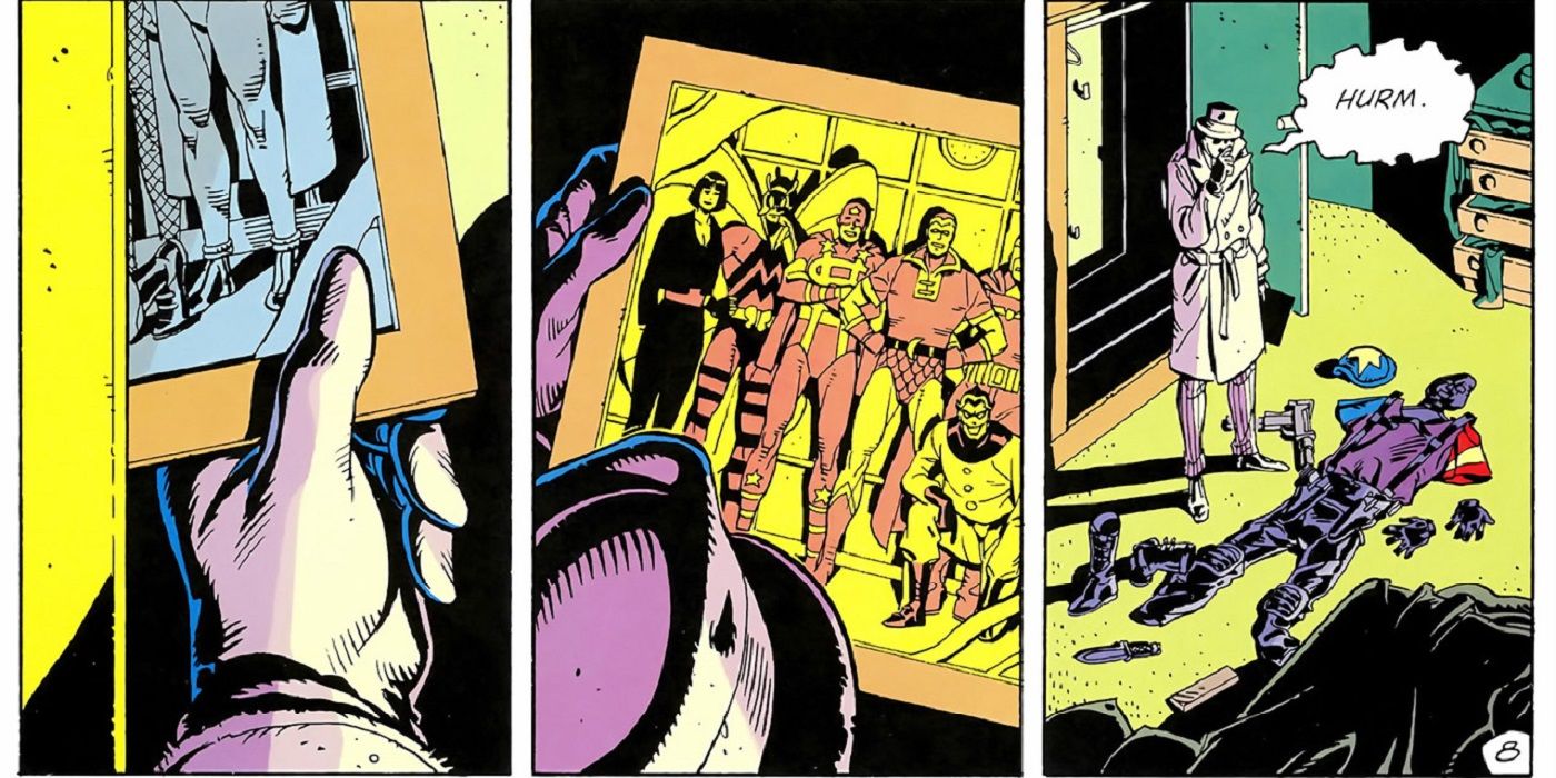 Rorschach investigating the Comedian's death in DC Comics' Watchmen