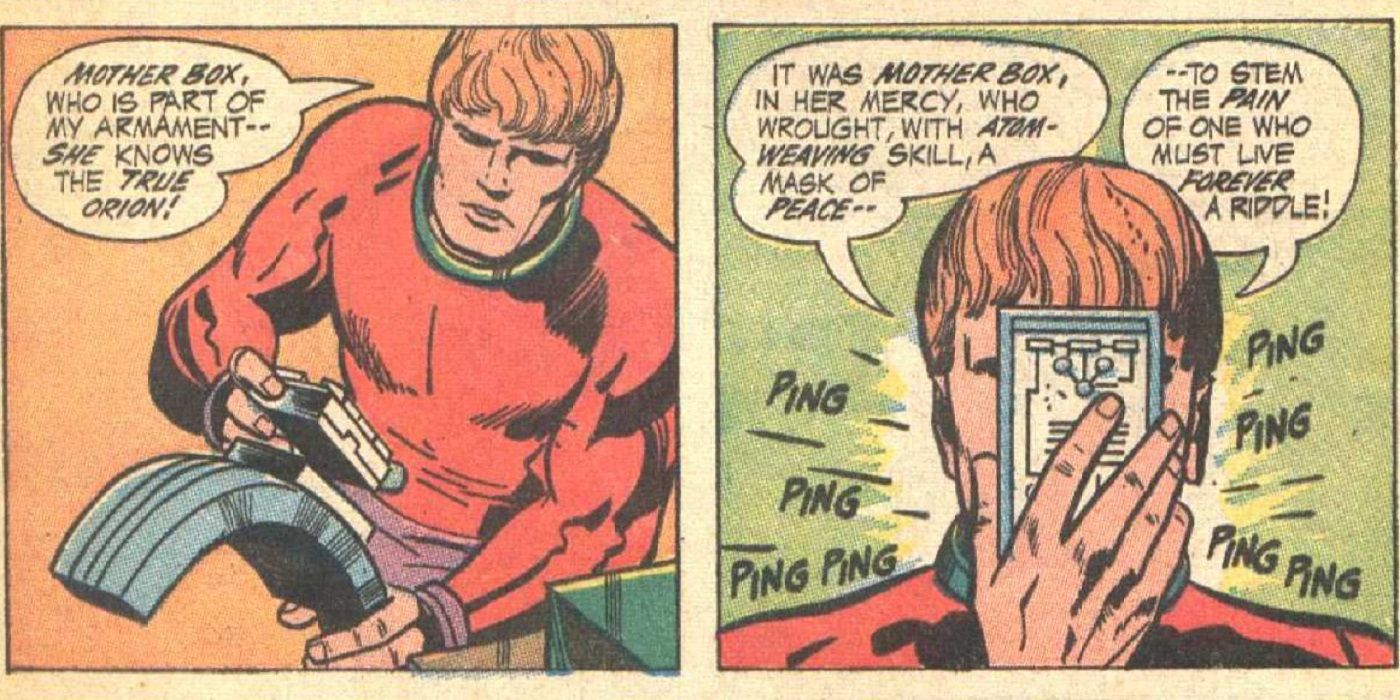 Orion working with his Mother Box as it pings from DC Comics' New Gods