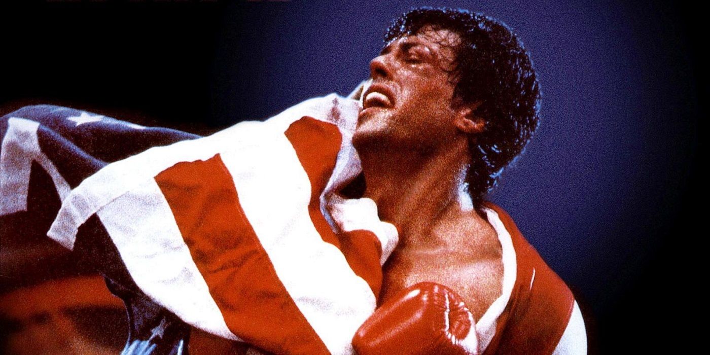 Rocky Balboa wrapped in an American flag
