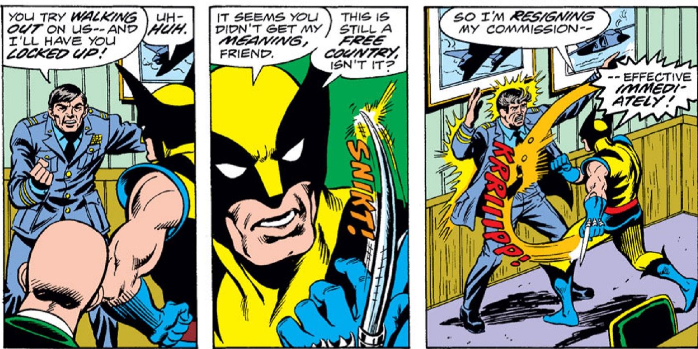 Wolverine popping his claws with their characteristic SNIKT from Marvel Comics