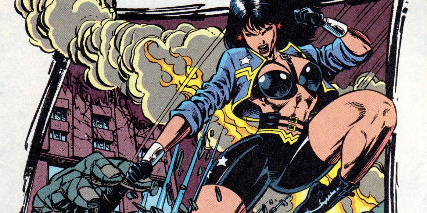 '90s Wonder Woman in her leather biker look