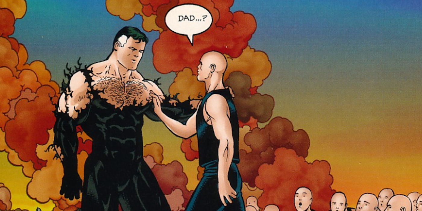 Superman stands with Adam Kent in DC Comics