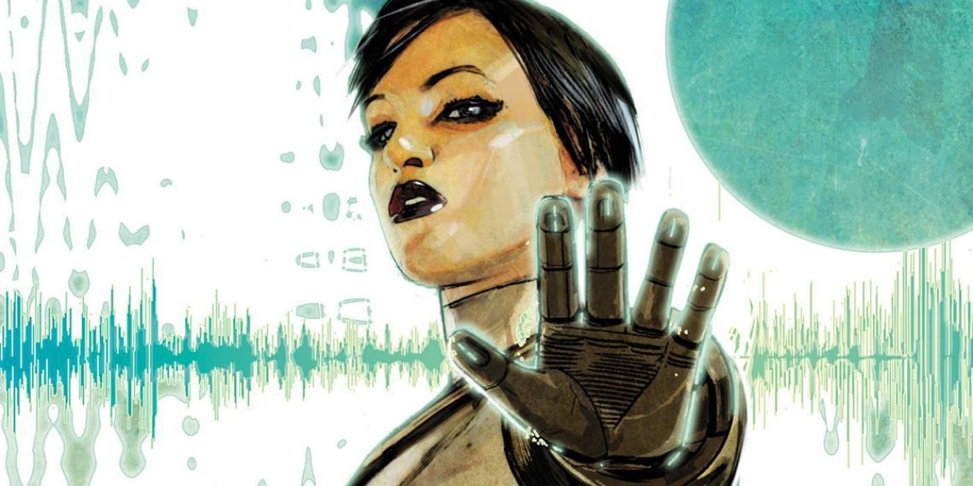 Daisy Johnson holding her hand out with seismic waves in the background from Marvel Comics