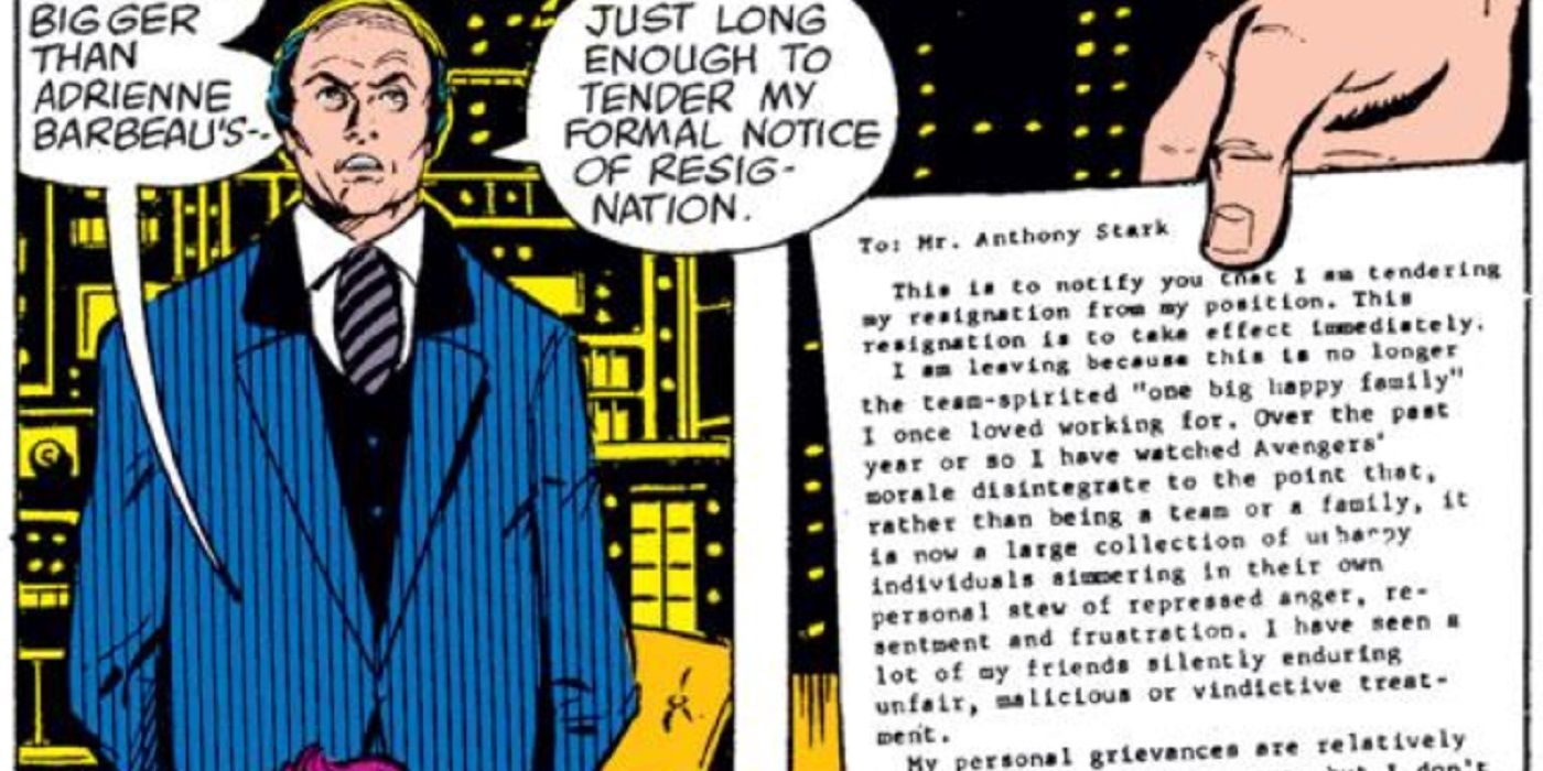 Jarvis Resignation Letter in Iron Man 127