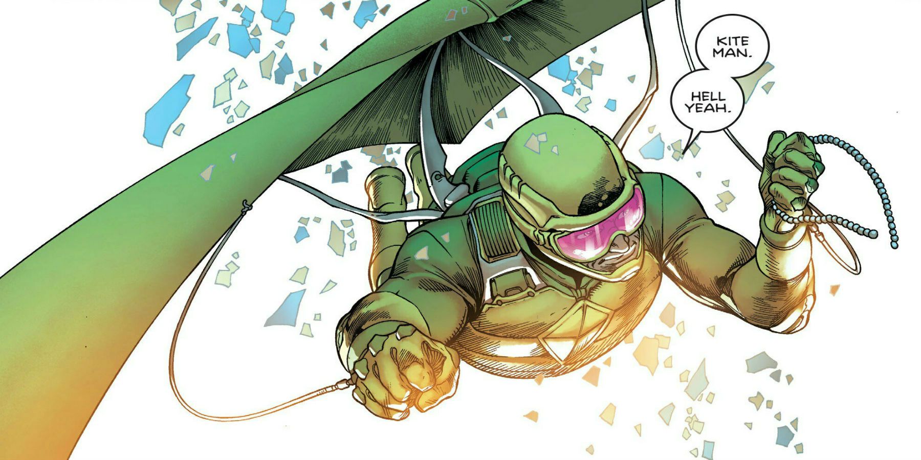 A panel of Kite Man from Batman comics