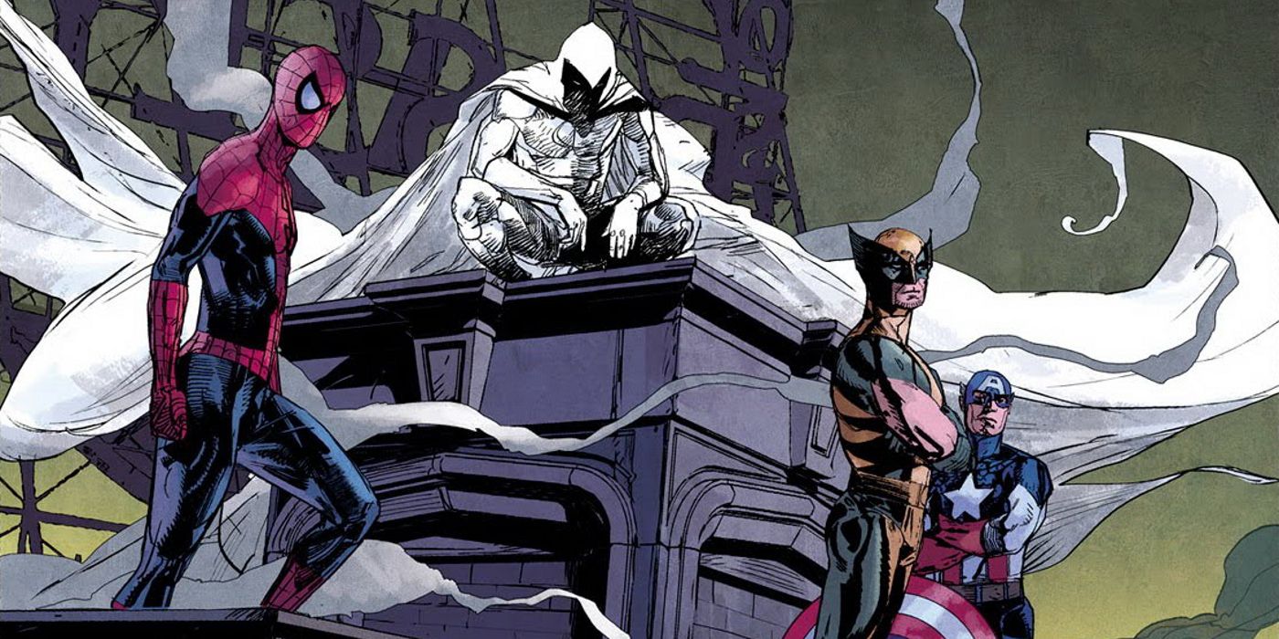 Moon Knight with Spider-Man, Wolverine and Captain America