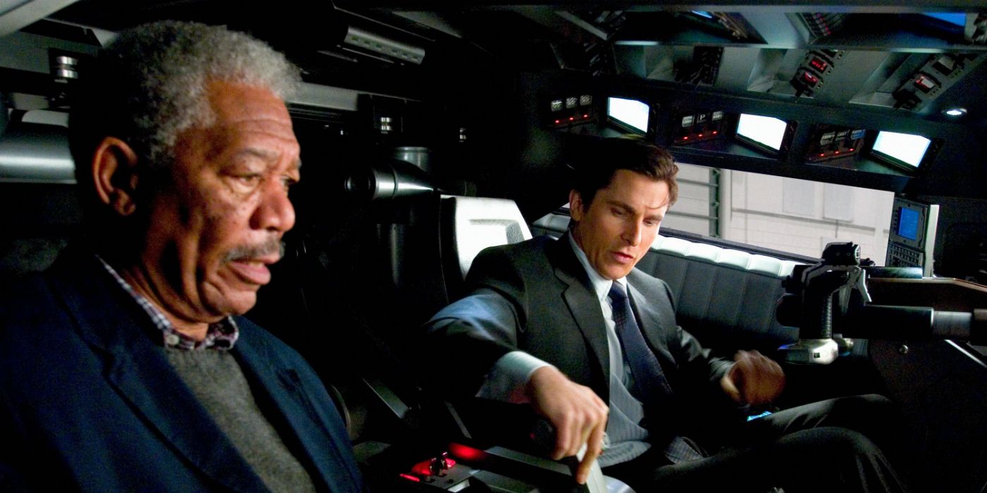 Morgan Freeman and Christian Bale in Batman Begins