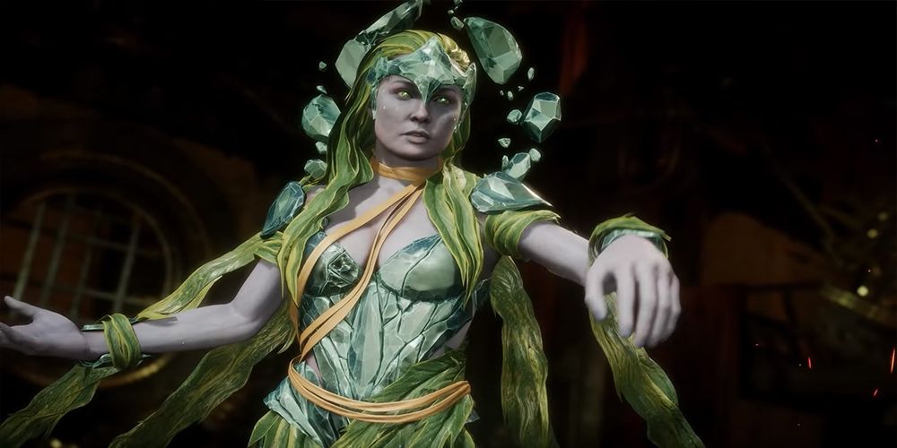 Cetrion prepares for a fight with arms outstretched in intro scene from Mortal Kombat 11.