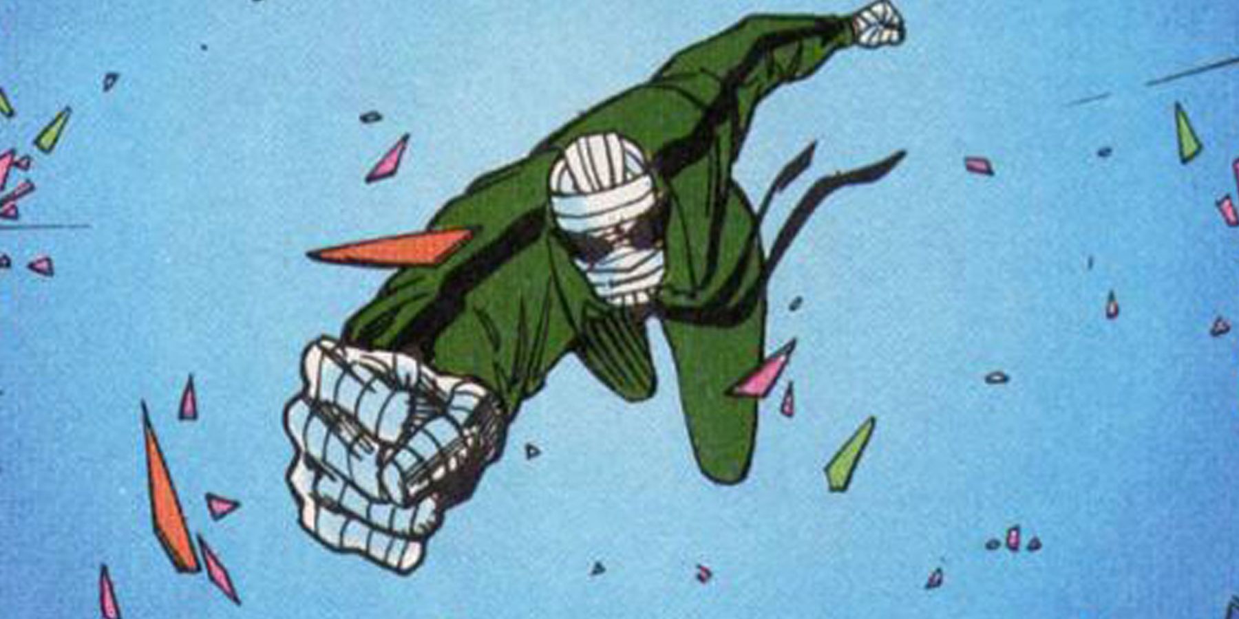 Negative Man flies and punches in DC Comics.