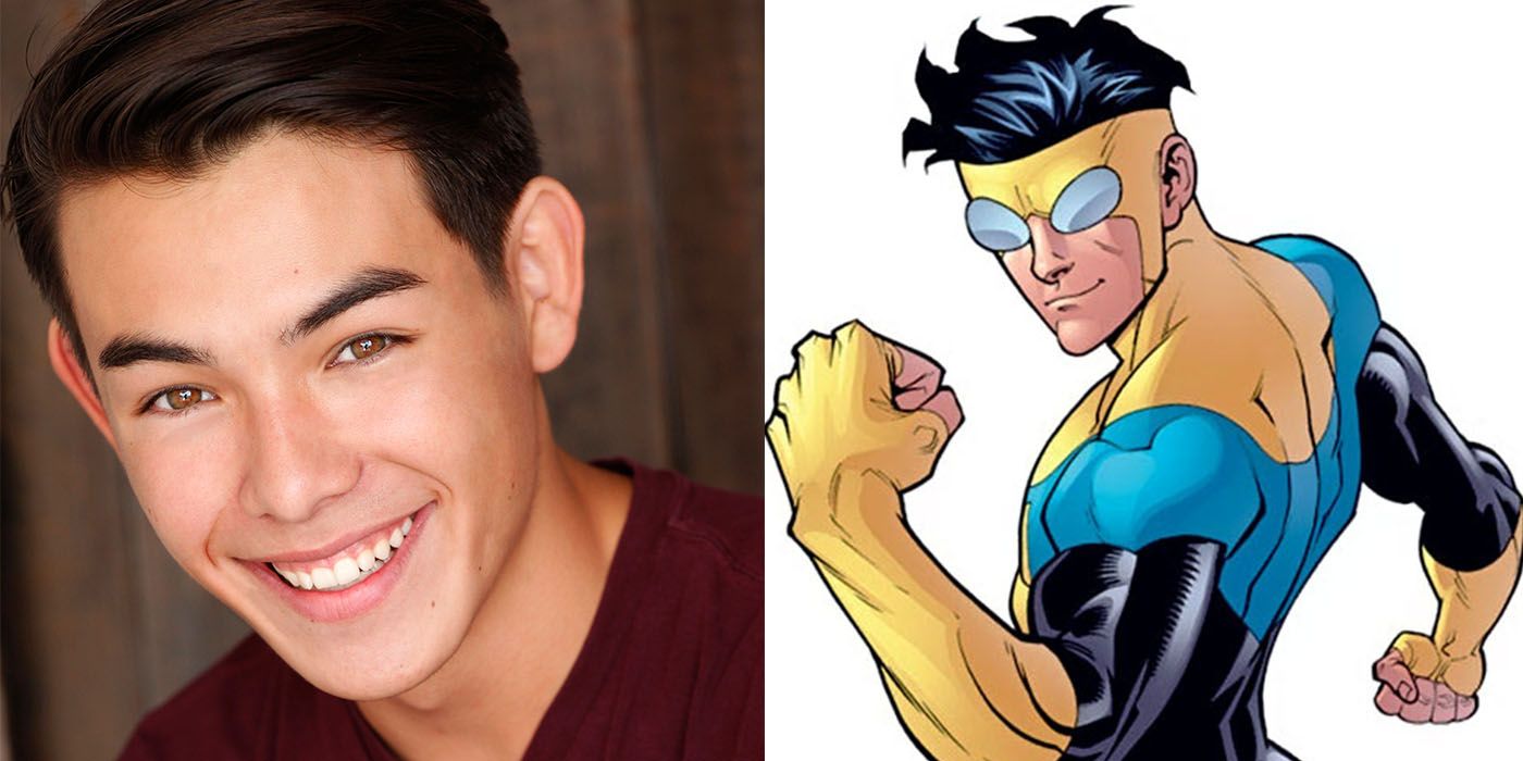 A split image of Ryan Potter and Mark Grayson as Invincible