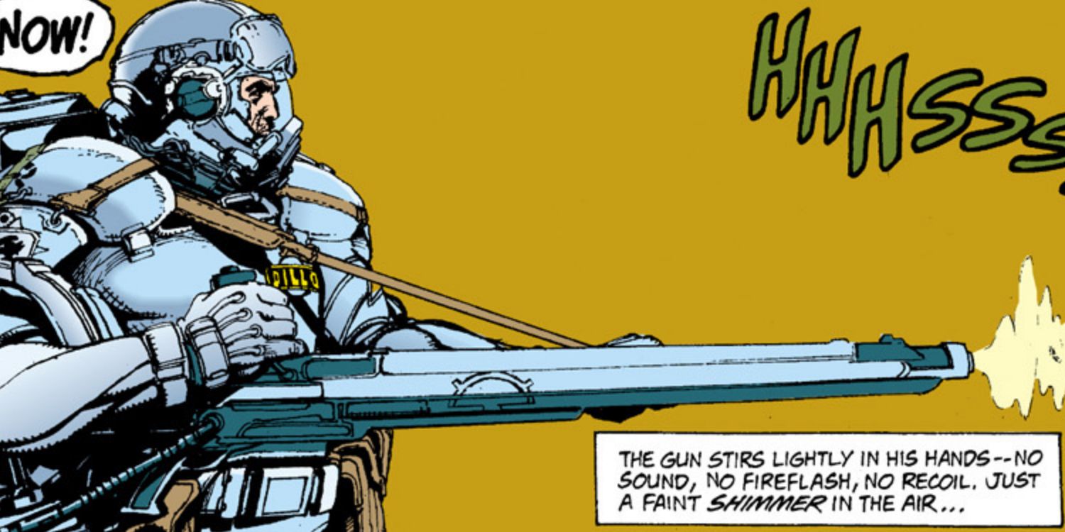 A soldier firing a sound cannon in Dark Horse's Alien comics
