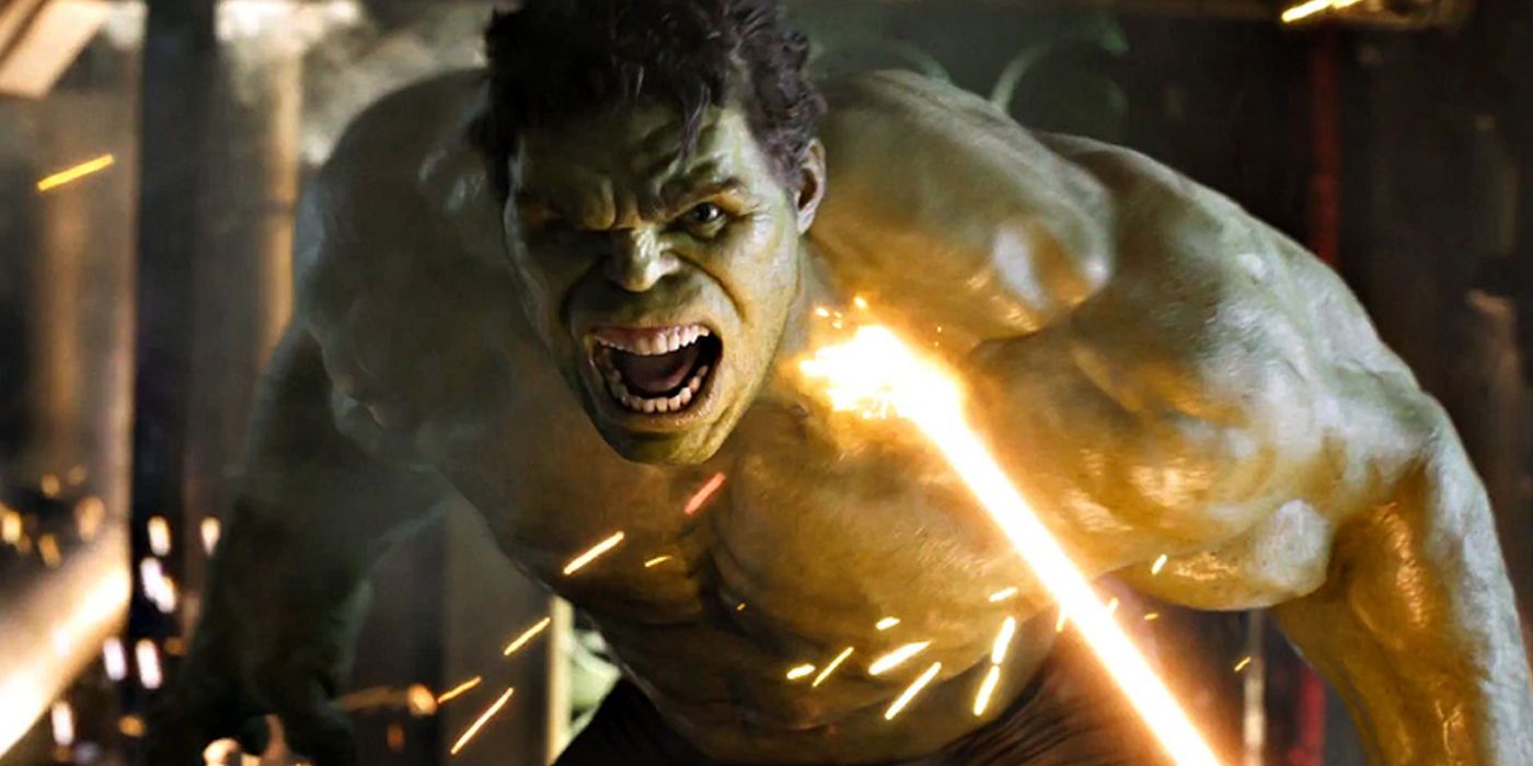 The Hulk being hit by lasers