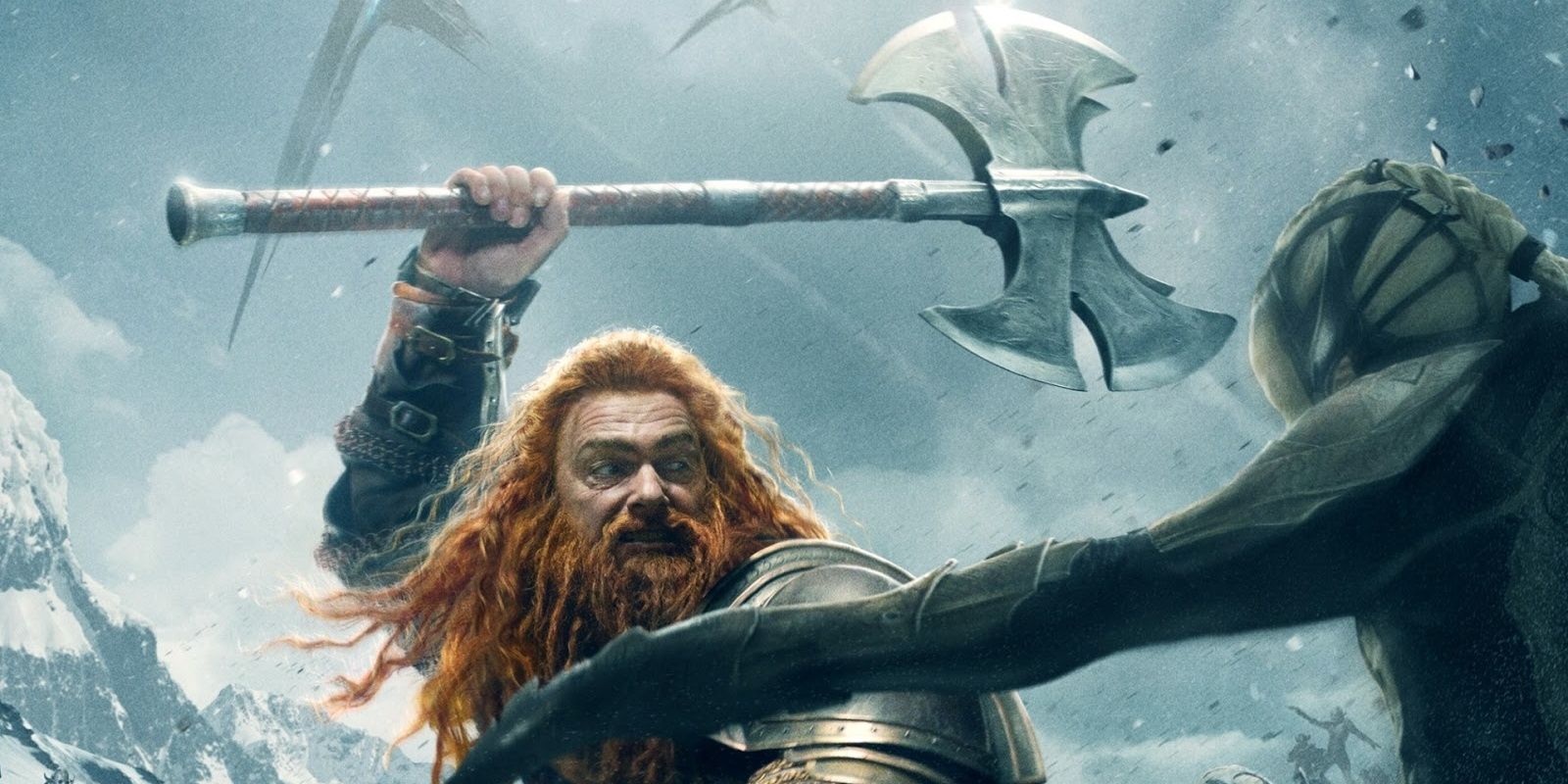 Volstagg swinging his axe in Thor: The Dark World.