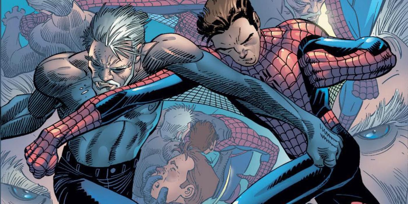 Ezekiel Sims fights Peter Parker as Spider-Man