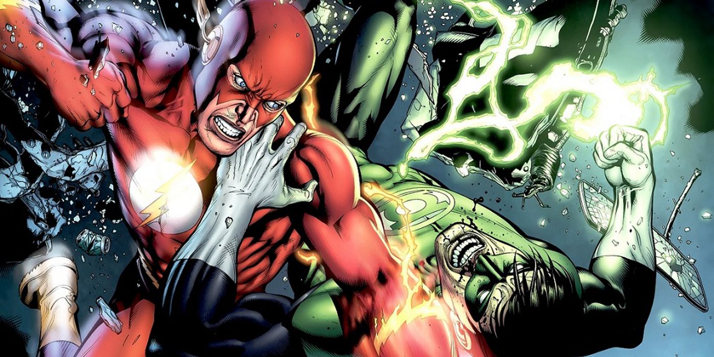 Hal Jordan and The Flash fighting each other