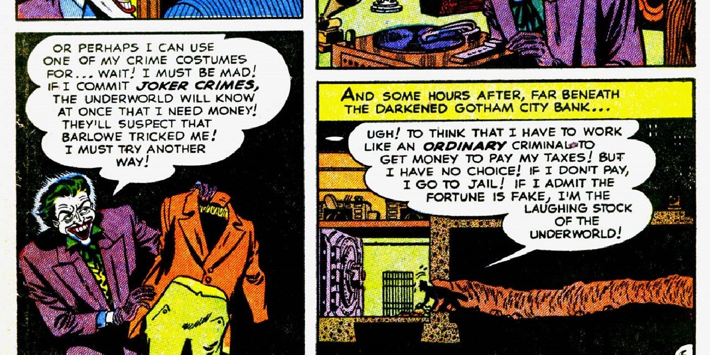 Joker robbing the Gotham City Bank in Detective Comics
