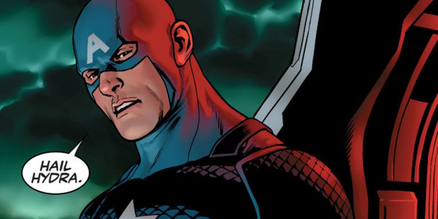 Captain America saying 'Hail Hydra,' in Marvel Comics