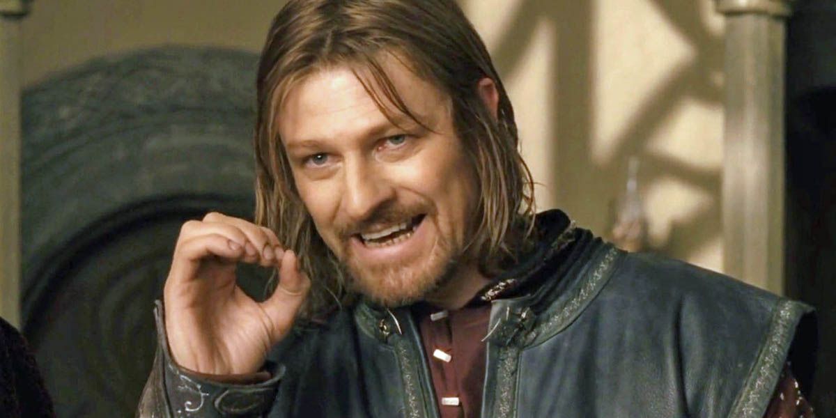 Sean Bean at the council in The Lord of the Rings: The Fellowship of the Ring.