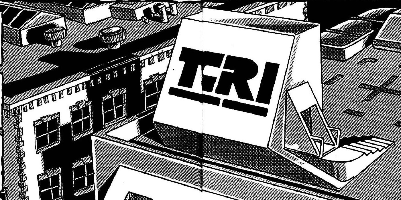 T.C.R.I. building in the Teenage Mutant Ninja Turtles comic