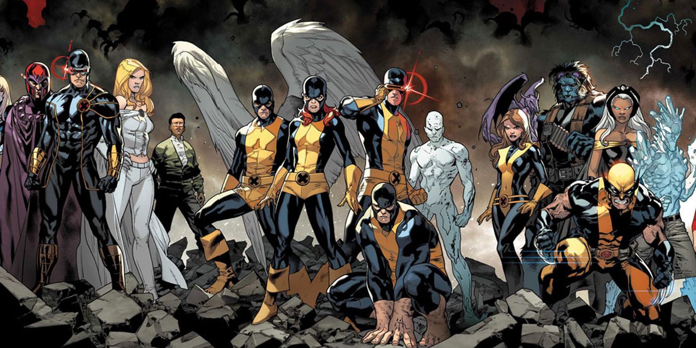 All-New X-Men teams standing on a rocky mound