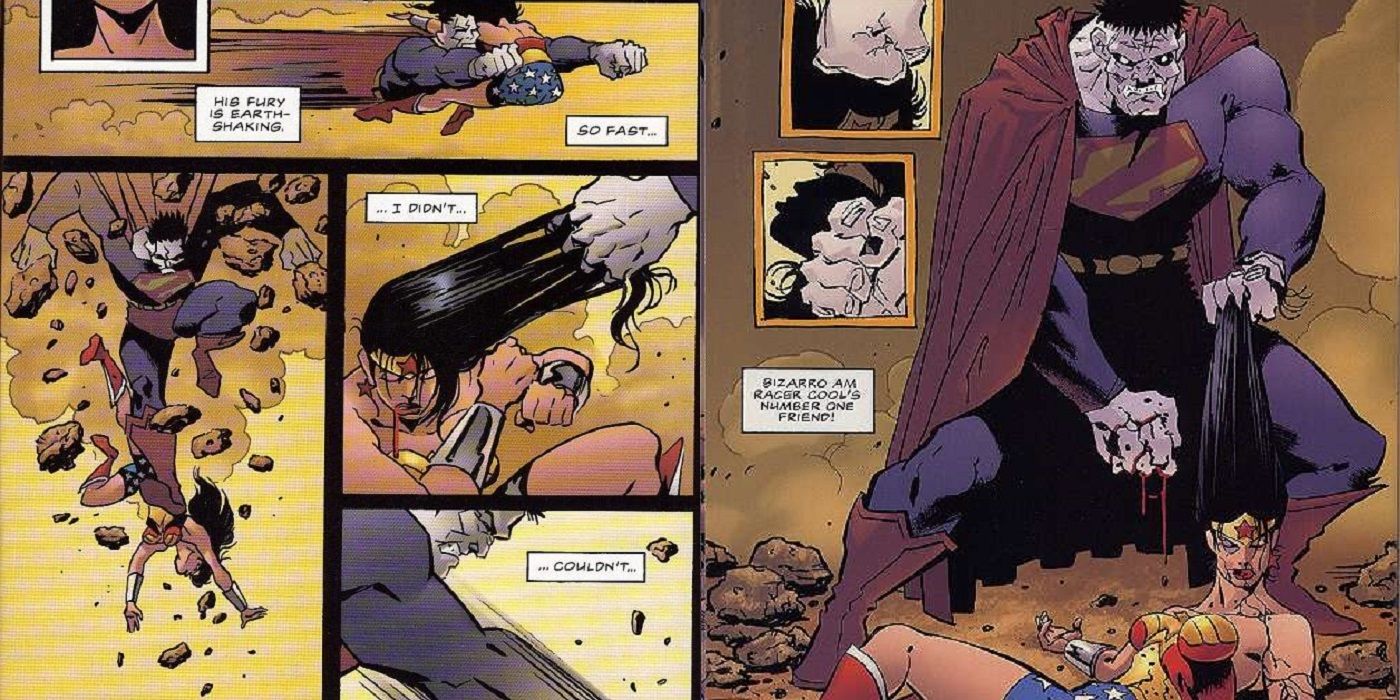 Bizarro defeats Wonder Woman Trinity