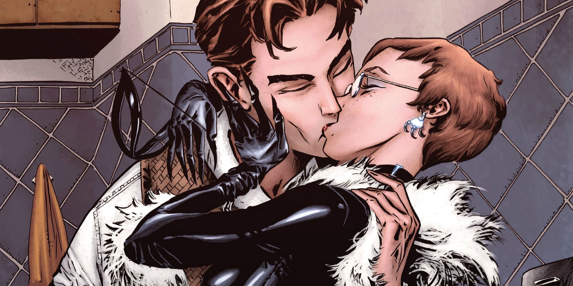 Peter Parker kissing Carlie Cooper in Spider-Man comics