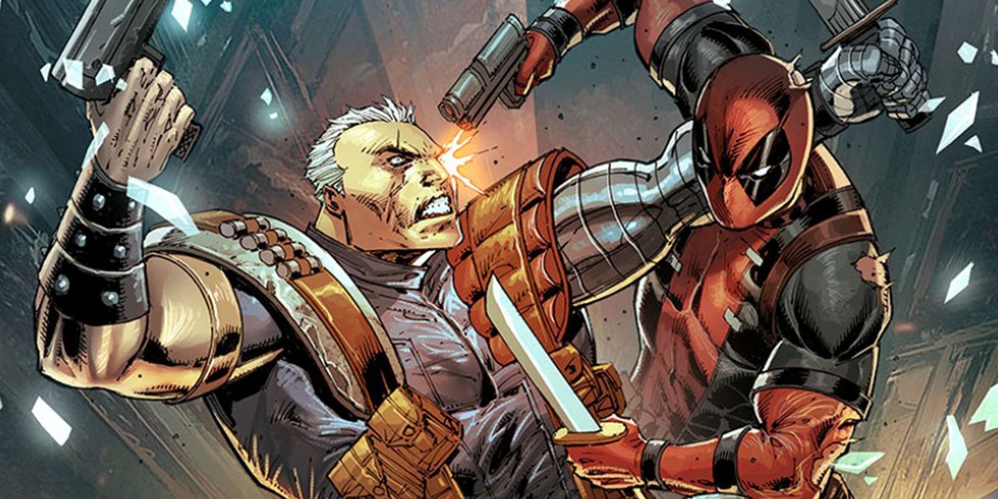 Deadpool fighting Cable