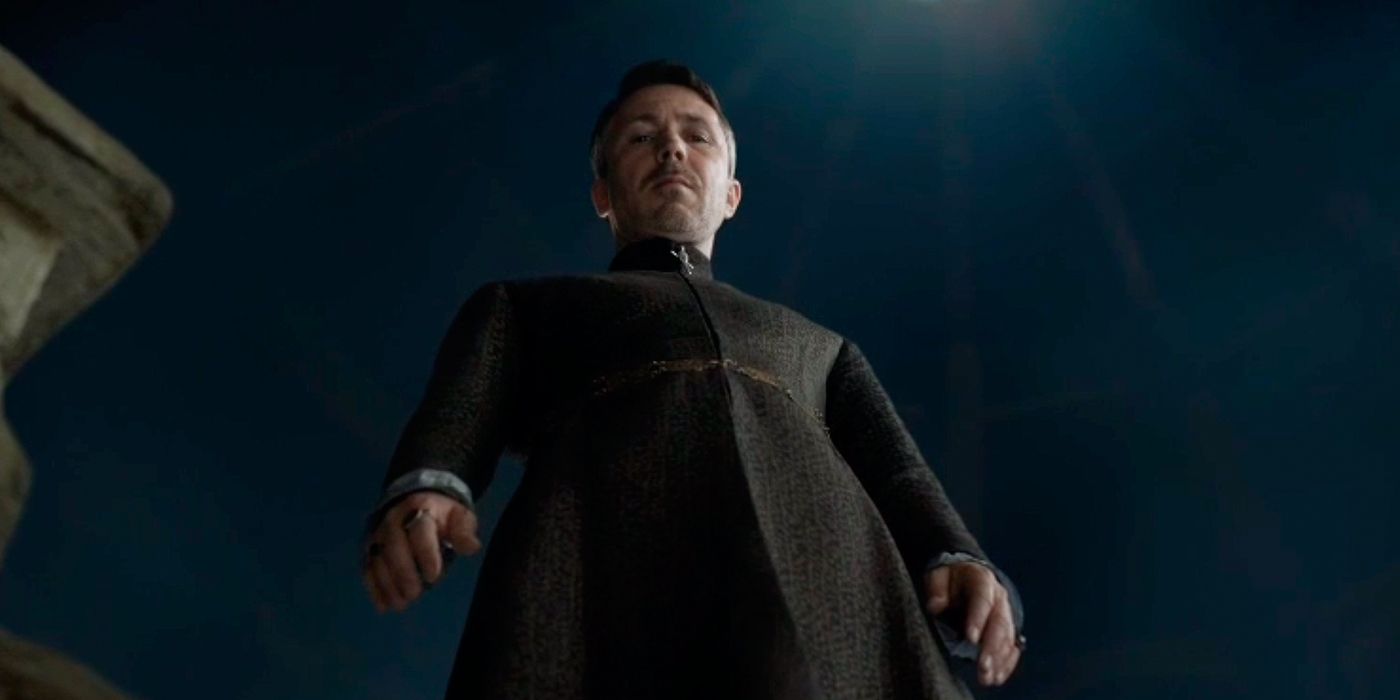 Low angle shot of Littlefinger from HBO's Game of Thrones