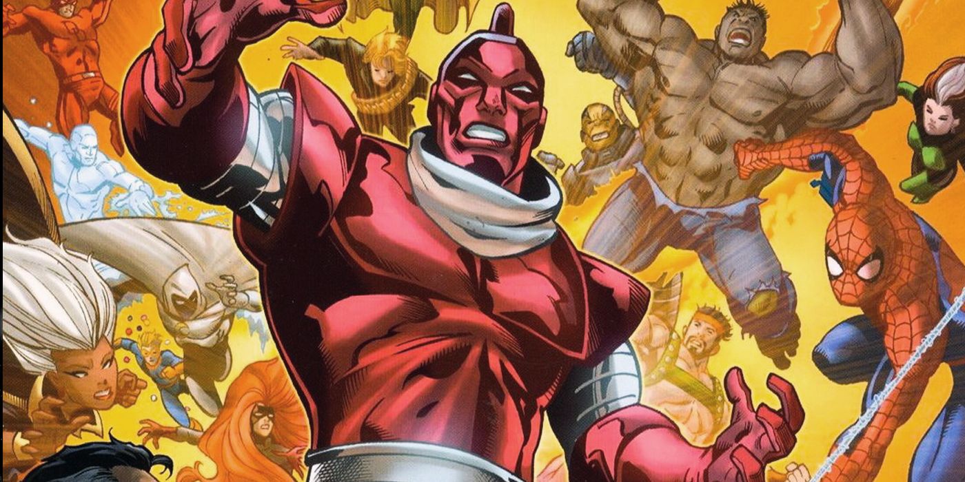 High Evolutionary surrounded by Marvel heroes