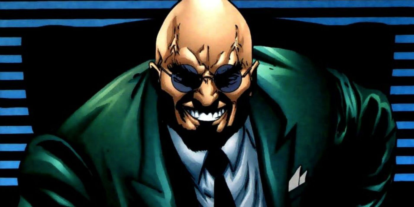 Hugo Strange grinning in his chair in DC Comics